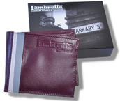 View Item Lambretta Twin Racing Stripe Leather Wallet Burgundy 